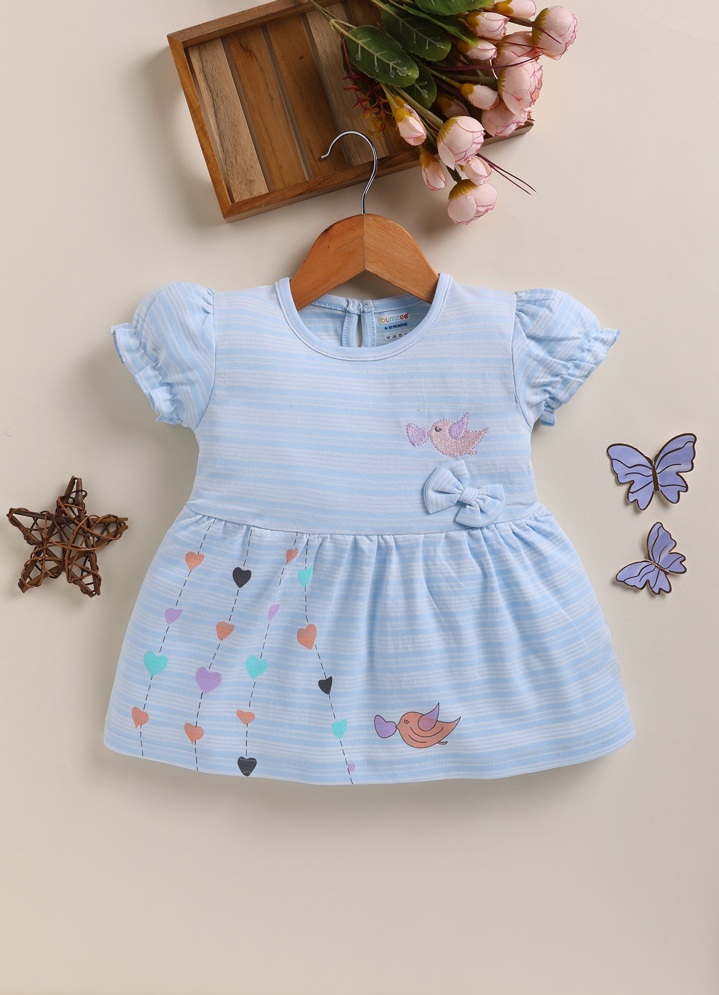 Sky Blue Girls Half Sleeves Frock / Dress