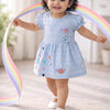Sky Blue Girls Half Sleeves Frock / Dress
