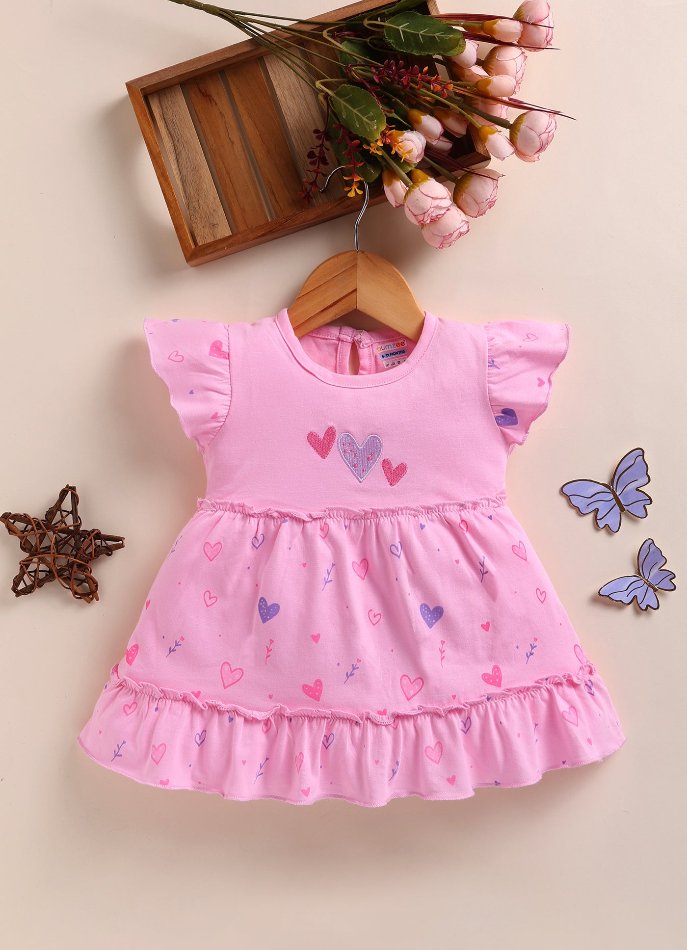 Pink Girls Half Sleeves Frock / Dress