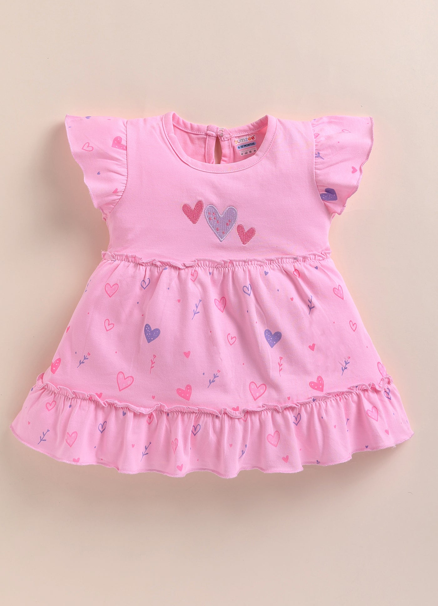 Pink Girls Half Sleeves Frock / Dress