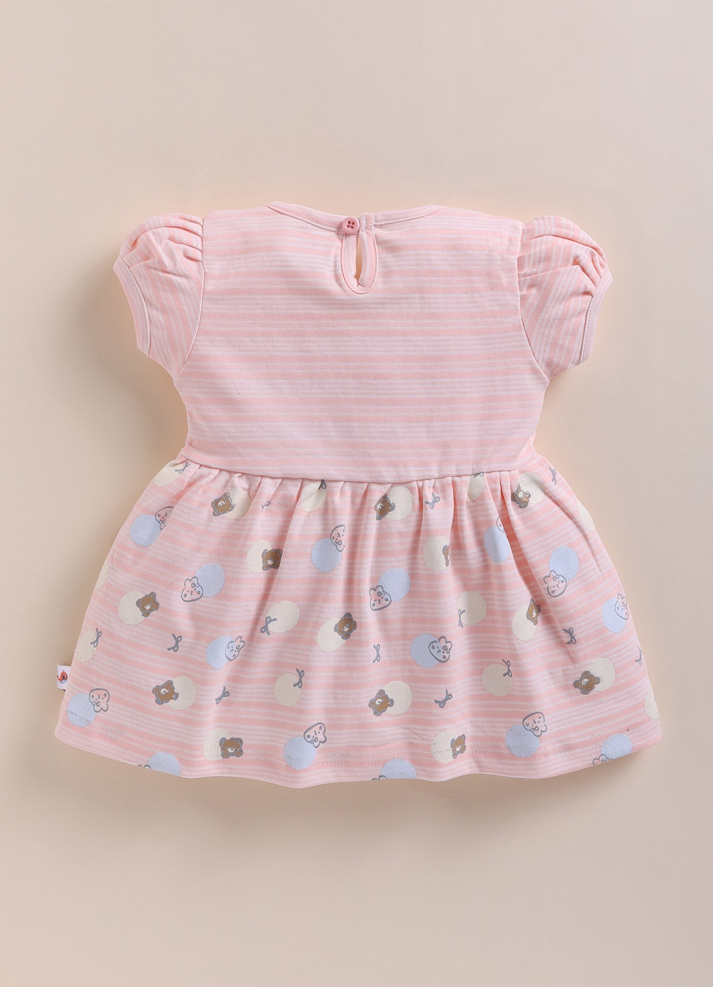 Peach Girls Half Sleeves Frock / Dress