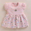 Peach Girls Half Sleeves Frock / Dress