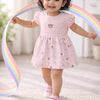 Peach Girls Half Sleeves Frock / Dress