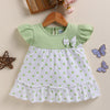 Off White & Mint Girls Half Sleeves Frock / Dress