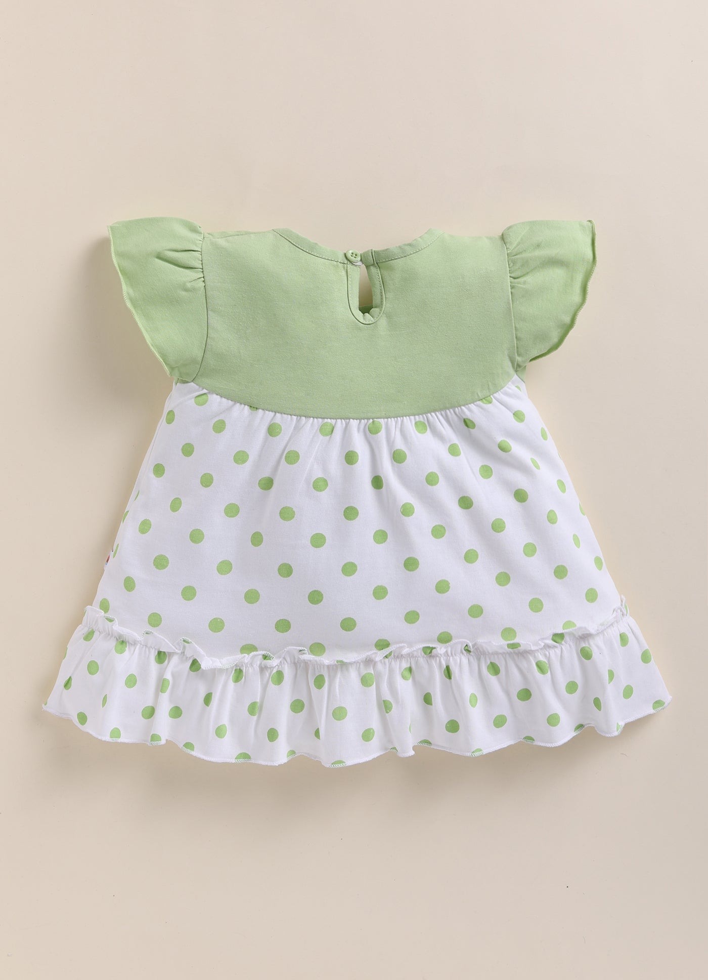 Off White & Mint Girls Half Sleeves Frock / Dress