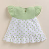 Off White & Mint Girls Half Sleeves Frock / Dress