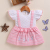 Pink & White Girls Half Sleeves Frock / Dress