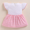 Pink & White Girls Half Sleeves Frock / Dress