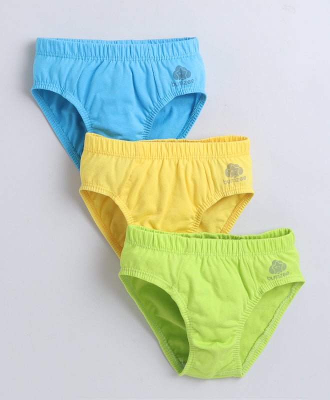 Blue & Yellow Boys Compact Cotton Briefs Pack of 3