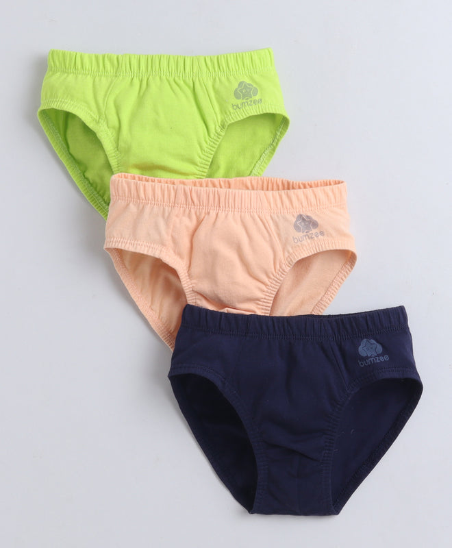 Green & Navy Boys Compact Cotton Briefs Pack of 3