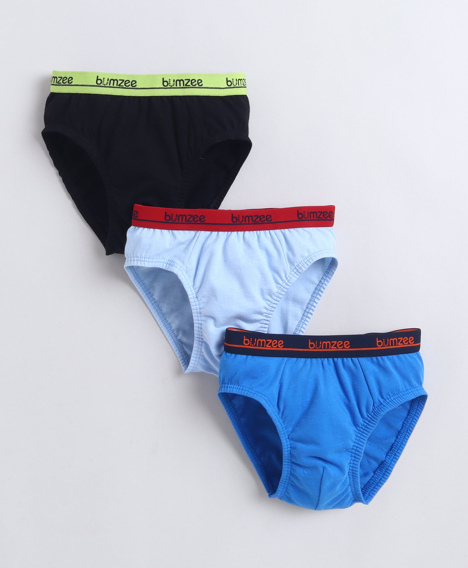 Blue & Black Boys Compact Cotton Briefs Pack of 3