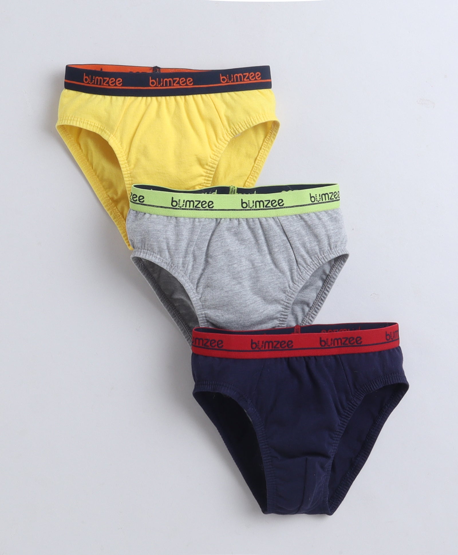 Yellow & Grey Boys Compact Cotton Briefs Pack of 3