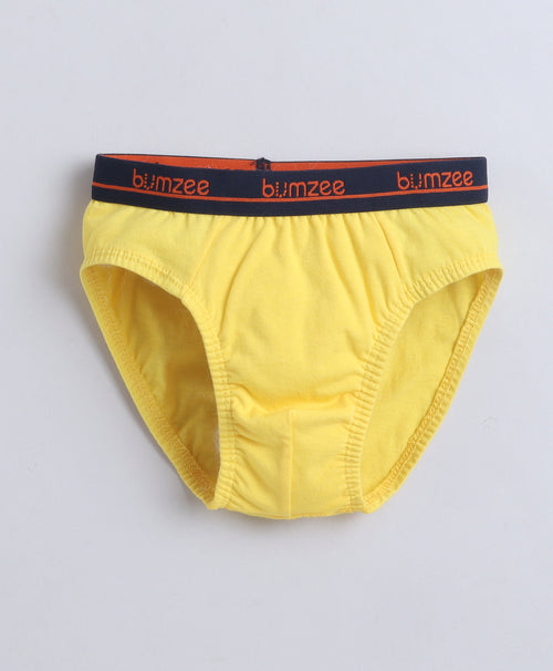 Boys 100% Compact Cotton Solid Briefs for Everyday Comfort - Yellow & Grey