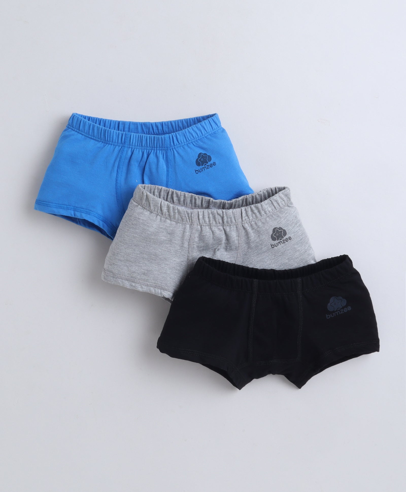 Black & Grey Boys Compact Cotton Trunks Pack of 3