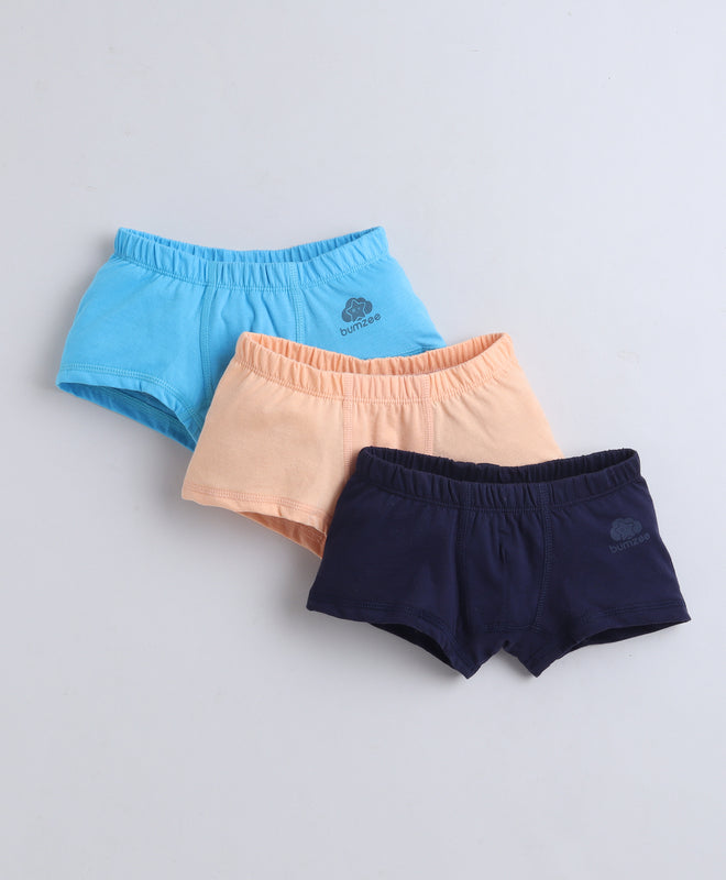 Navy & Blue Boys Compact Cotton Trunks Pack of 3