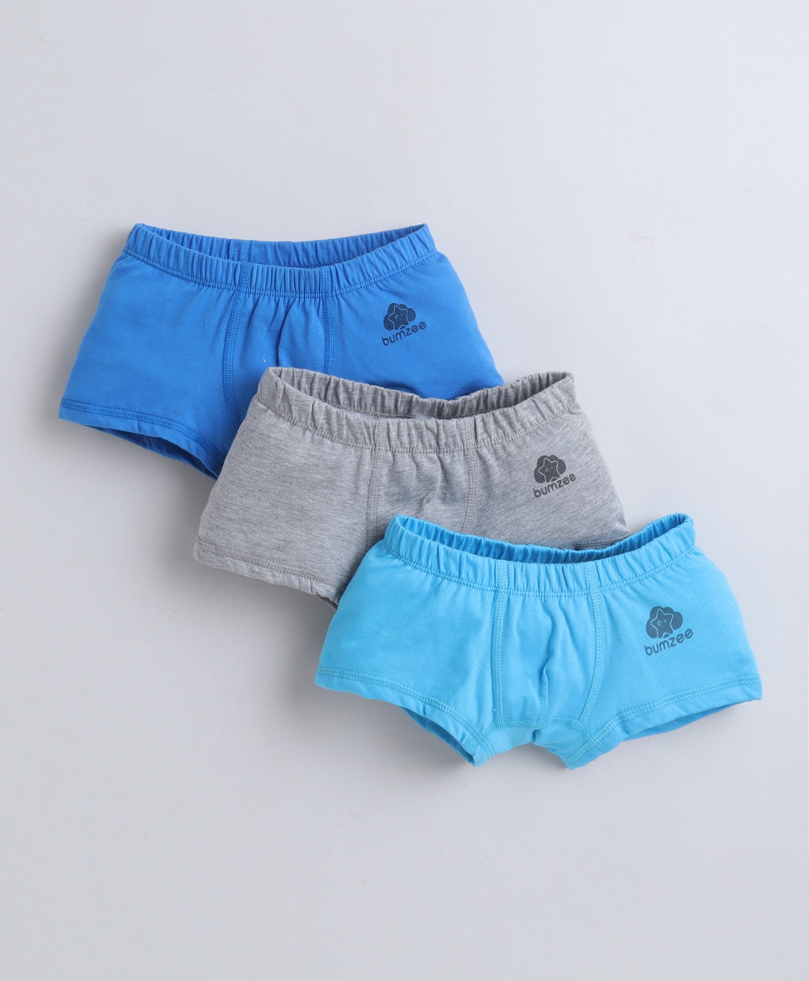 Blue & Grey Boys Compact Cotton Trunks Pack of 3