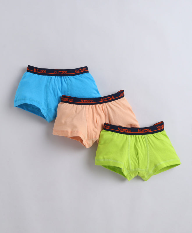 Orange & Blue Boys Compact Cotton Trunks Pack of 3