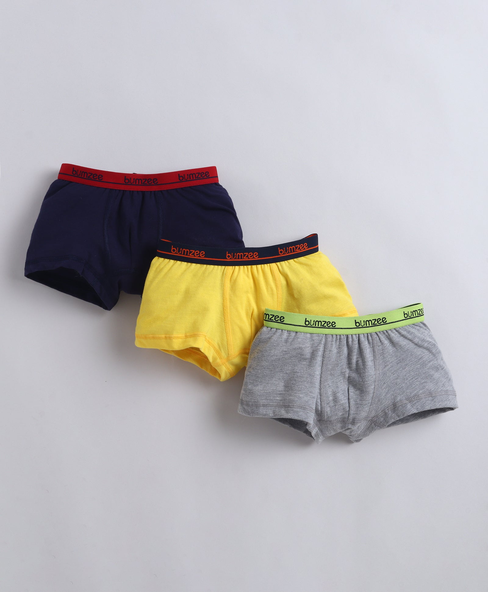 Grey & Yellow Boys Compact Cotton Trunks Pack of 3