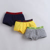 Grey & Yellow Boys Compact Cotton Trunks Pack of 3