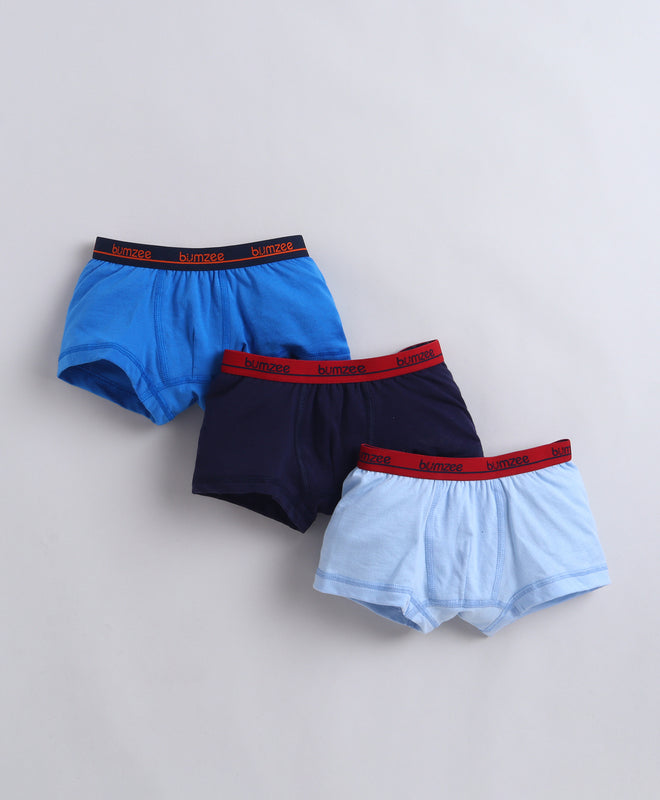 Blue & Navy Boys Compact Cotton Trunks Pack of 3