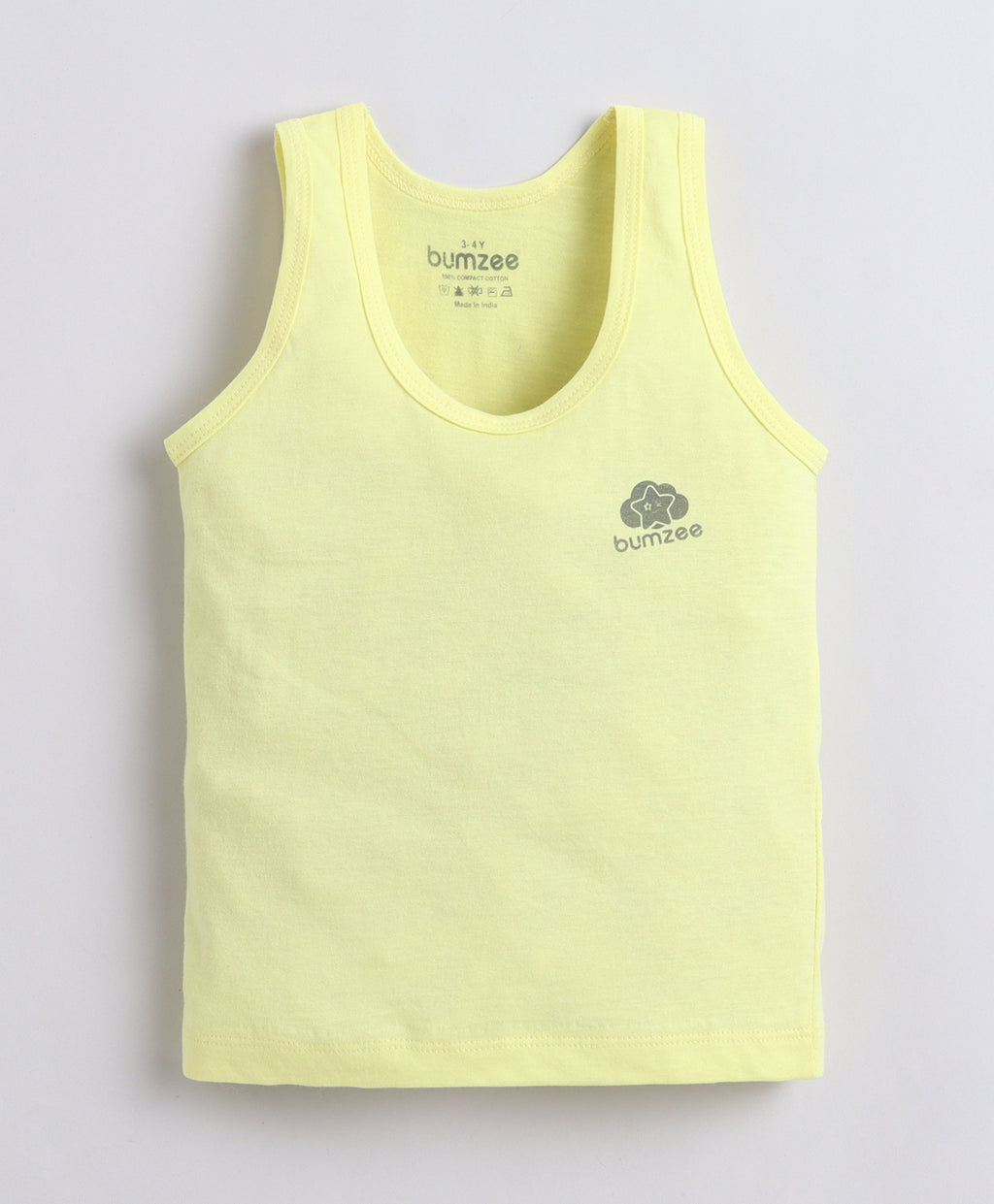 Bumzee Yellow & Sky Blue Vest, Pack of 3, Sleeveless, Compact Cotton