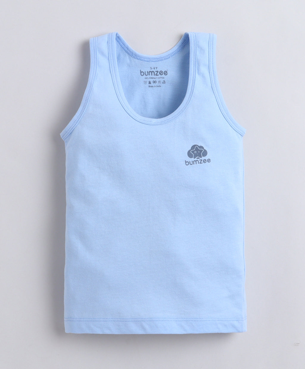 Bumzee Yellow & Sky Blue Vest, Pack of 3, Sleeveless, Compact Cotton