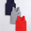 Boys Sleeveless Vest Red & Grey Pack of 3