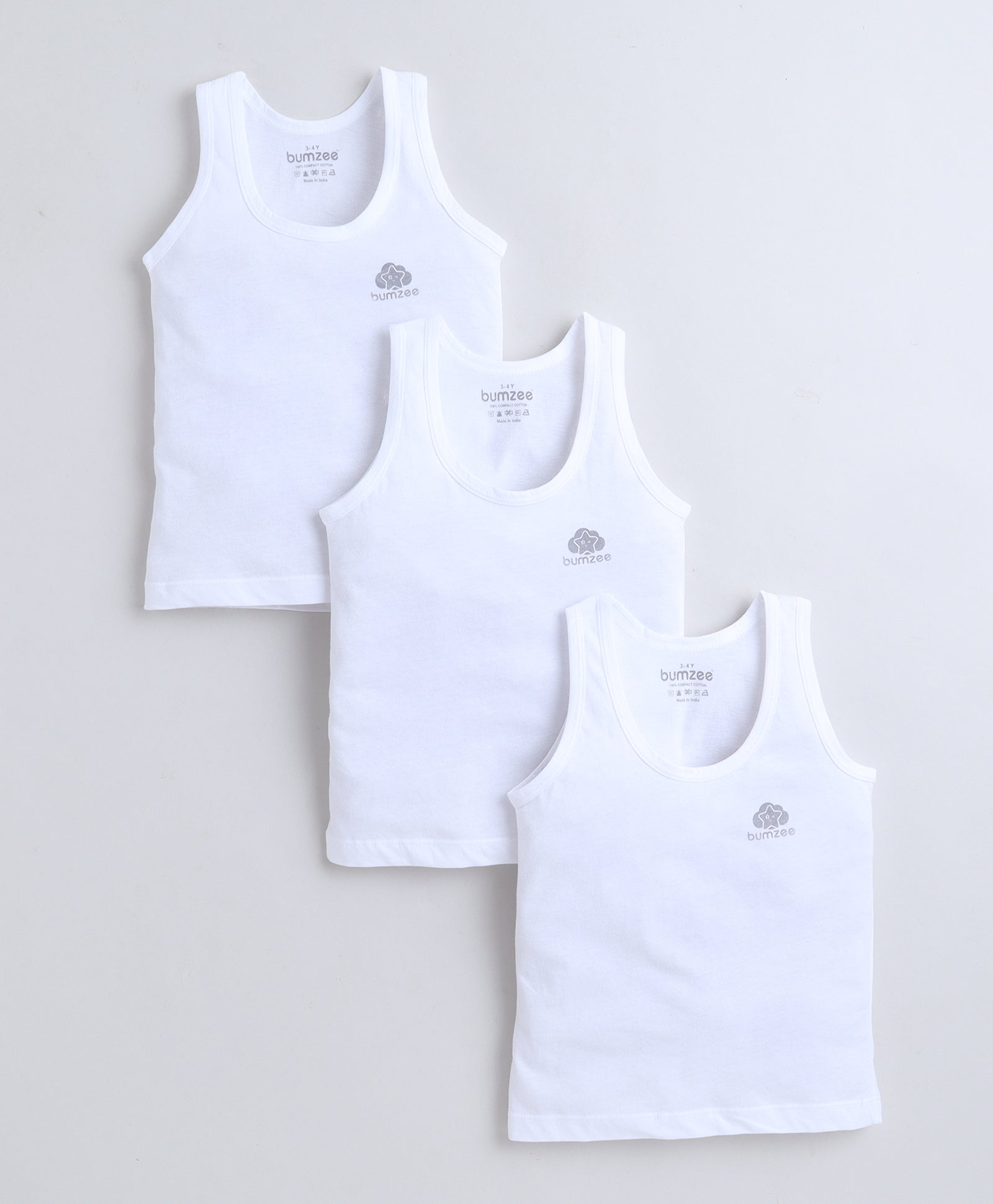 Boys Sleeveless Vest White Pack of 3