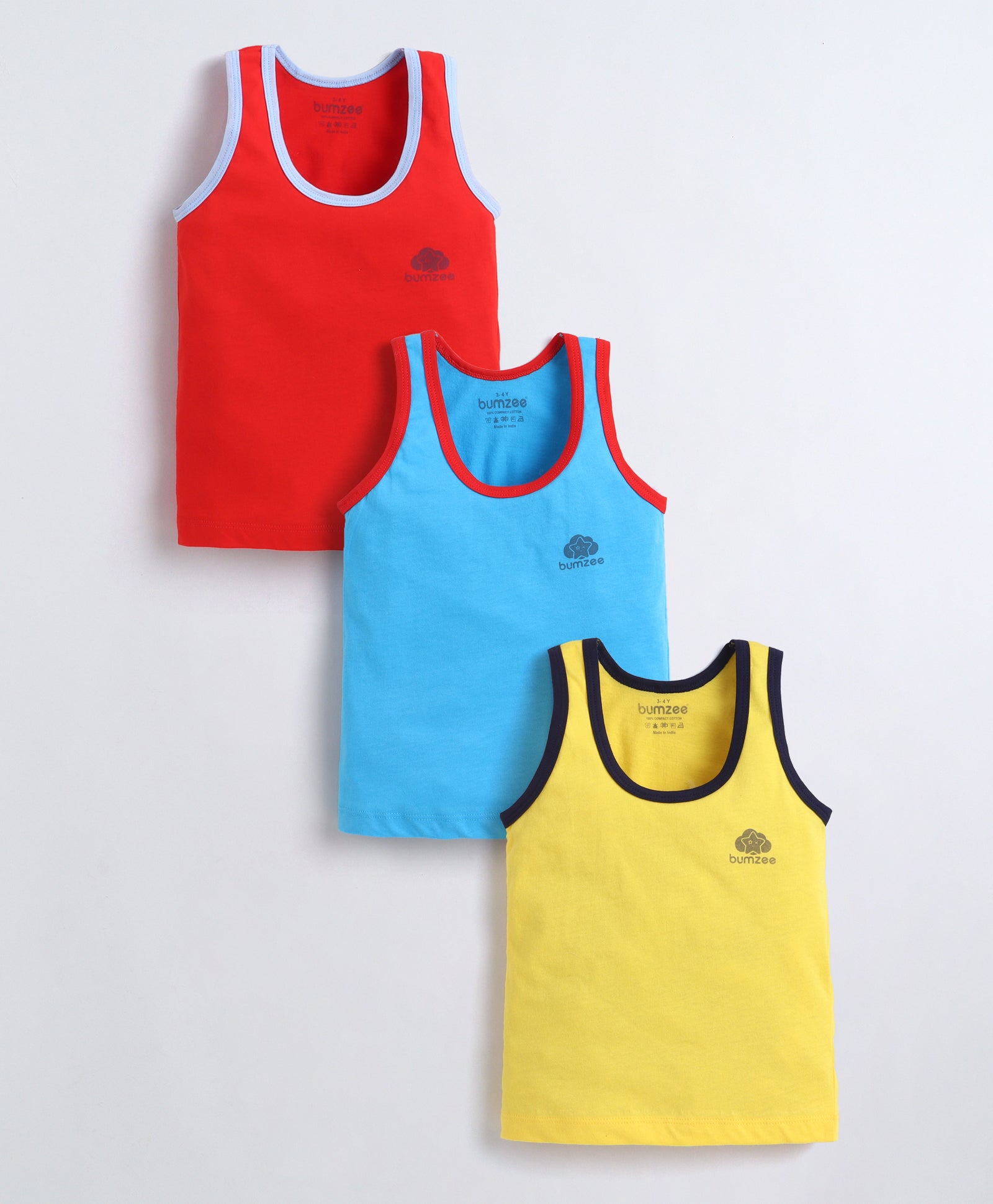 Boys Sleeveless Vest Red & Blue Pack of 3
