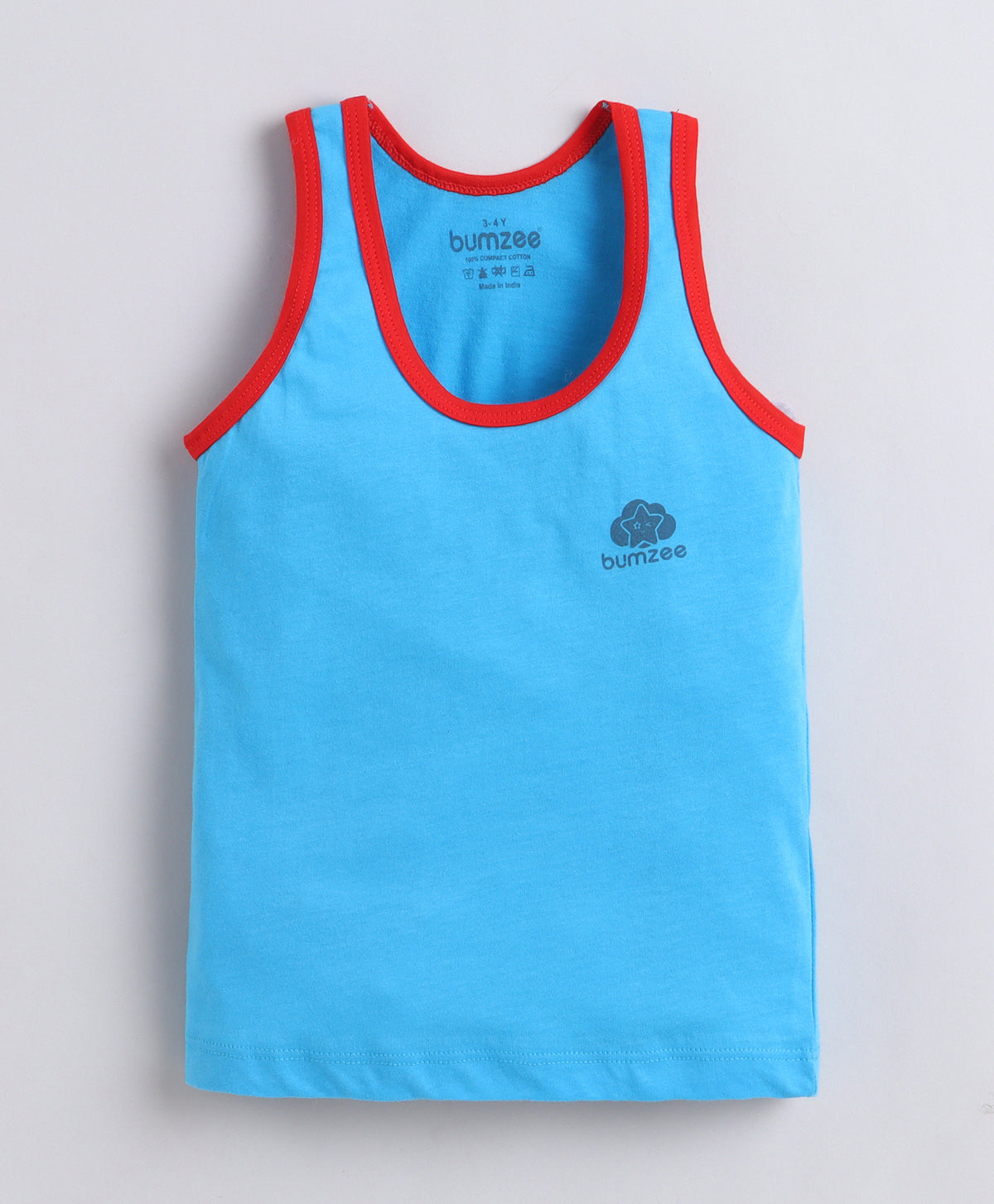 Bumzee Red & Blue Vest, Pack of 3, Sleeveless, Compact Cotton
