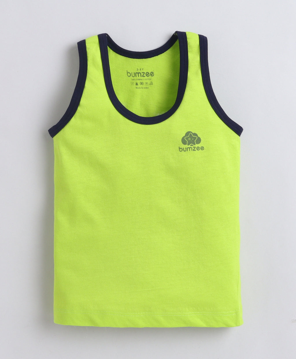Bumzee Blue & Green Vest, Pack of 3, Sleeveless, Compact Cotton