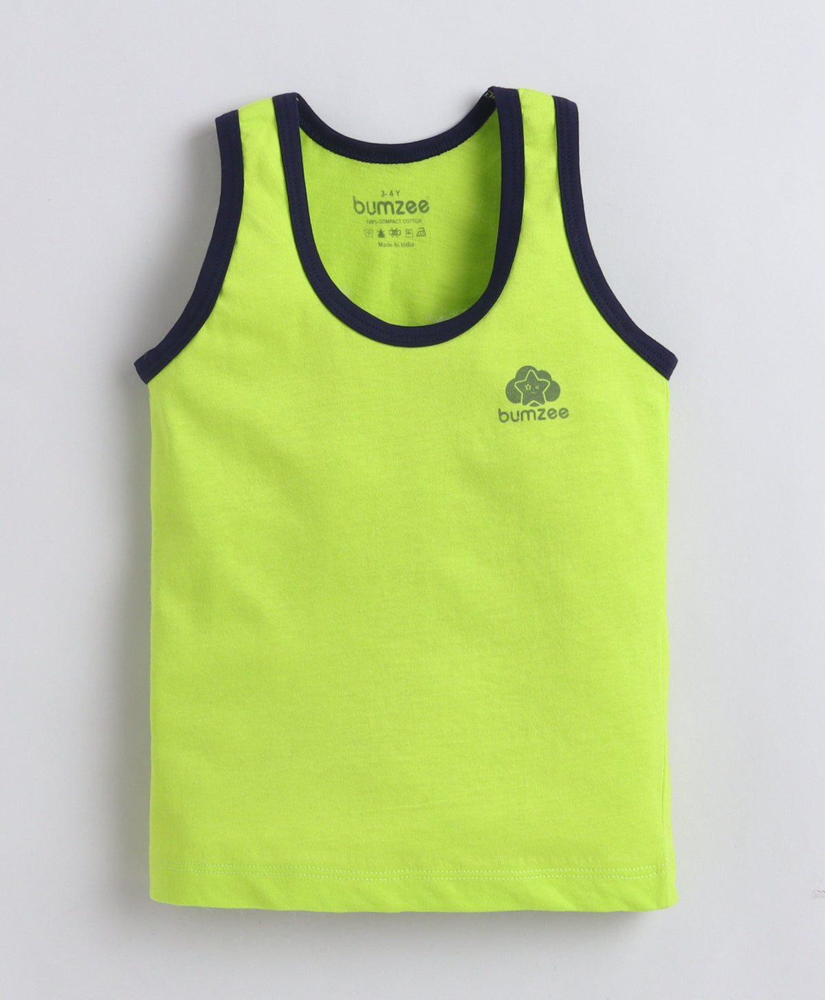 Bumzee Blue & Green Vest, Pack of 3, Sleeveless, Compact Cotton