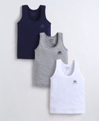 Bumzee White & Grey Vest, Pack of 3, Sleeveless, Compact Cotton