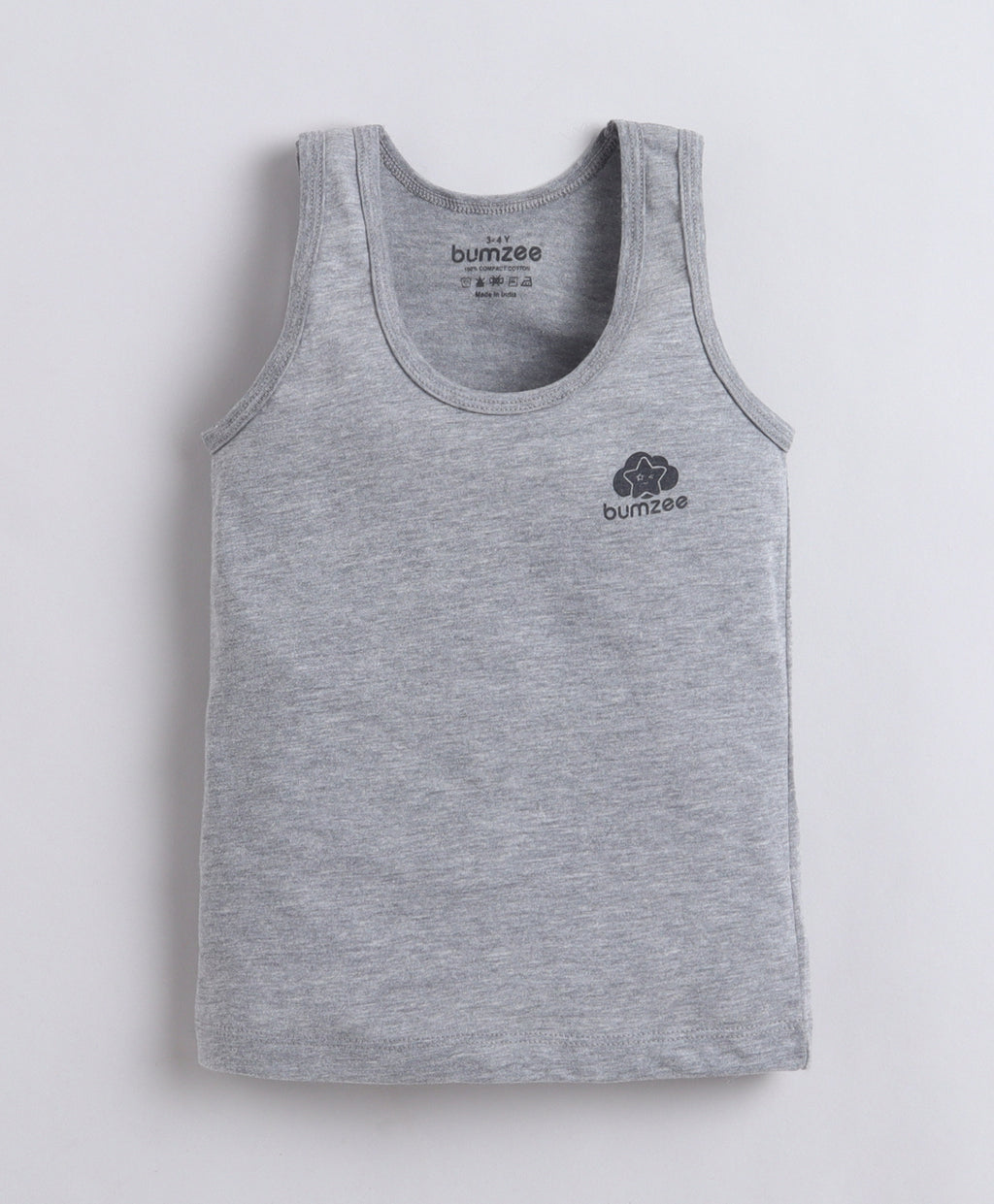 Bumzee White & Grey Vest, Pack of 3, Sleeveless, Compact Cotton
