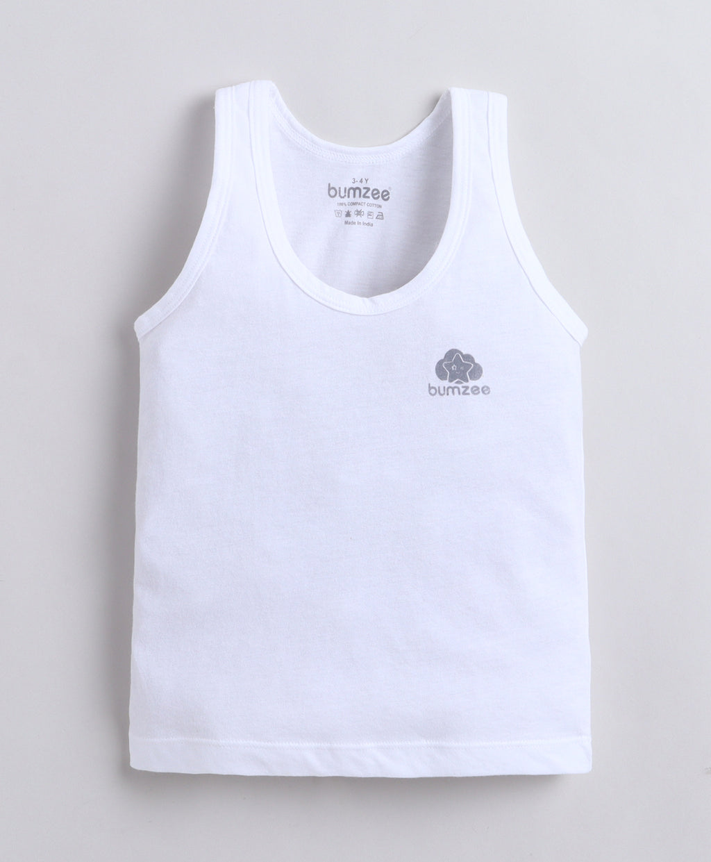 Bumzee White & Grey Vest, Pack of 3, Sleeveless, Compact Cotton
