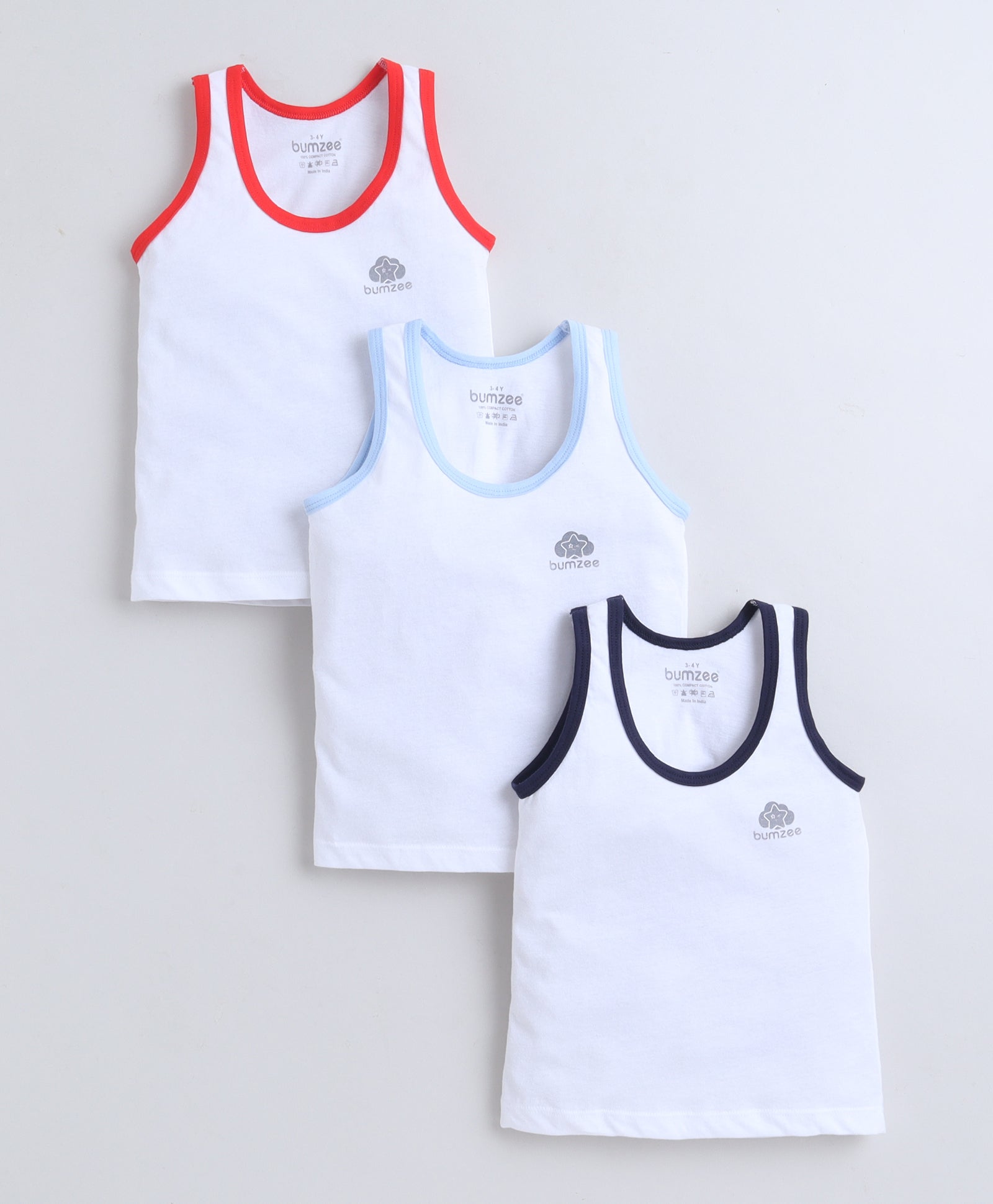 Boys Sleeveless Vest White Pack of 3