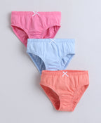 Bumzee Pink & Sky Blue Panties, Pack of 3, Compact Cotton (Style Peb11398)