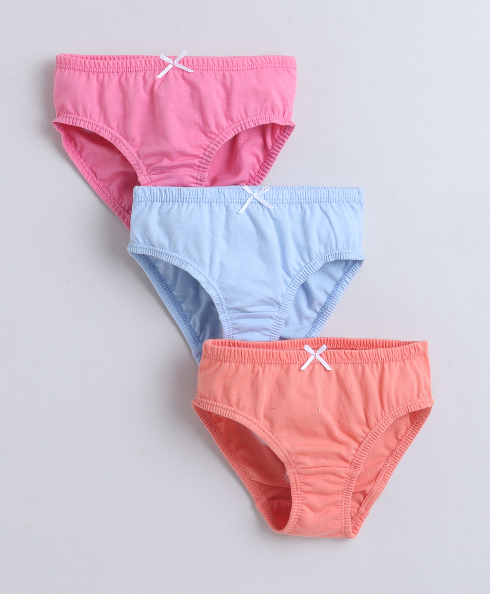 Pink & Sky Blue Girls Compact Cotton Panties Pack of 3