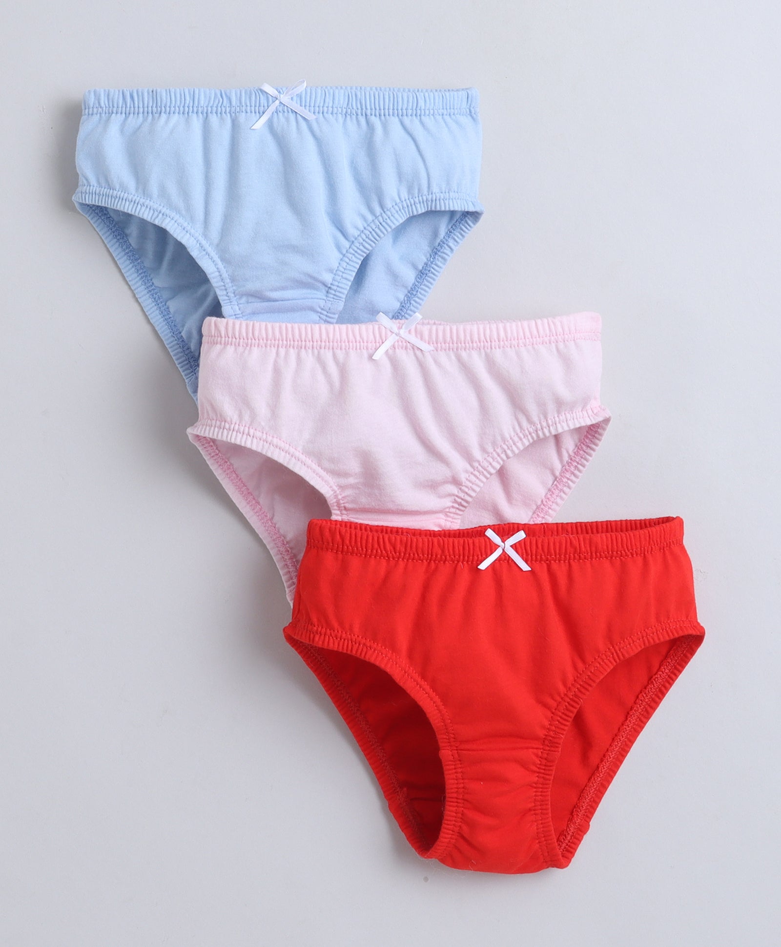 Red & Sky Blue Girls Compact Cotton Panties Pack of 3
