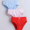Red & Sky Blue Girls Compact Cotton Panties Pack of 3