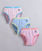 Bumzee Pink & Sky Blue Panties, Pack of 3, Compact Cotton (Style Peb11402)