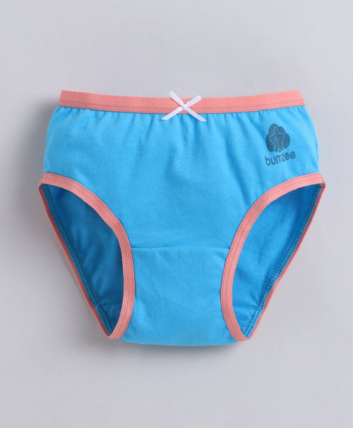 Girls 100% Compact Cotton Solid Panties Pack of 3 - Orange & Blue