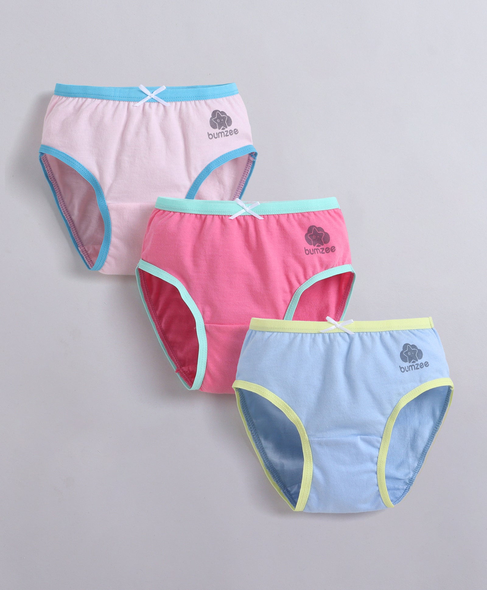 Pink & Blue Girls Compact Cotton Panties Pack of 3