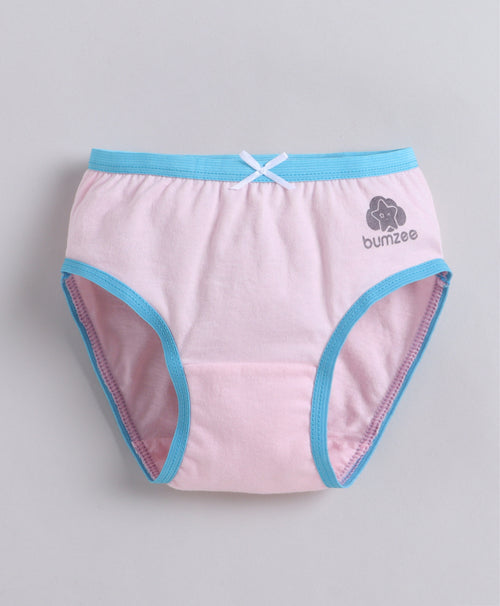 Girls 100% Compact Cotton Solid Panties Pack of 3 - Pink & Blue