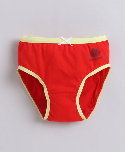 Girls 100% Compact Cotton Solid Panties Pack of 3 - Red & Yellow