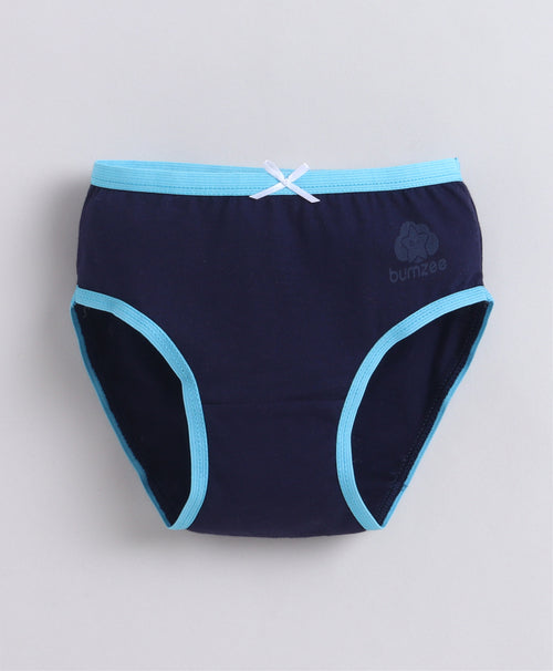 Girls 100% Compact Cotton Solid Panties Pack of 3 - Pink & Navy