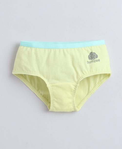 Girls 100% Compact Cotton Solid Hipster Pack of 3 - Green & Yellow