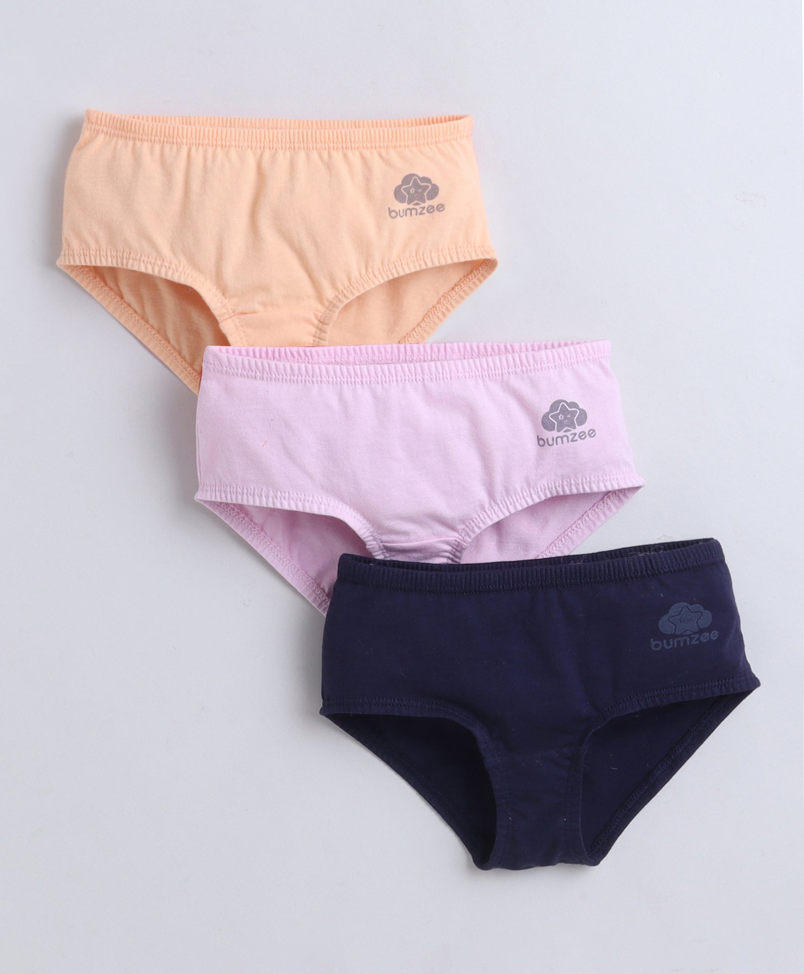 Navy & Lilac Girls Compact Cotton Hipster Pack of 3