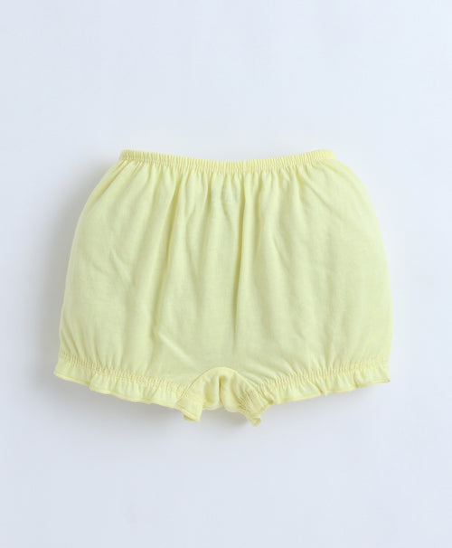Girls 100% Compact Cotton Solid Bloomers for Everyday Comfort - Pink & Yellow