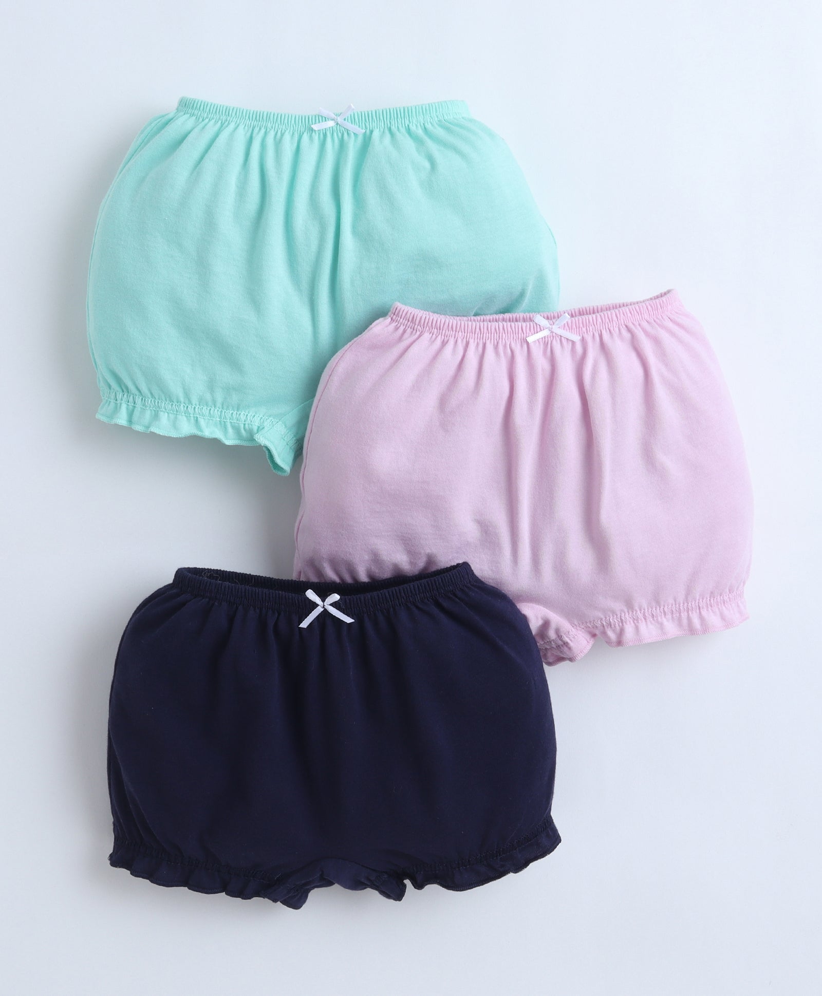 Navy & Mint Green Girls Compact Cotton Bloomers Pack of 3